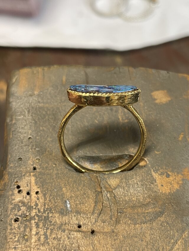 ボルダーオパール 1.701ct グリーンのキラメキ シルバーSV925リング
