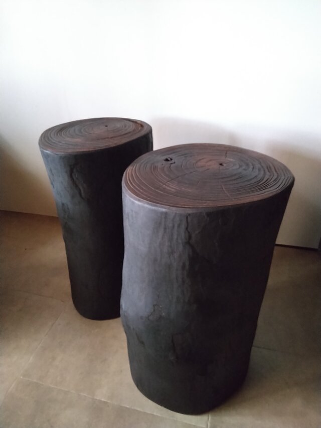 ペア・かるい丸太椅子　～桐の丸太スツール・サイドテーブル・ディスプレイ台・テーブル脚