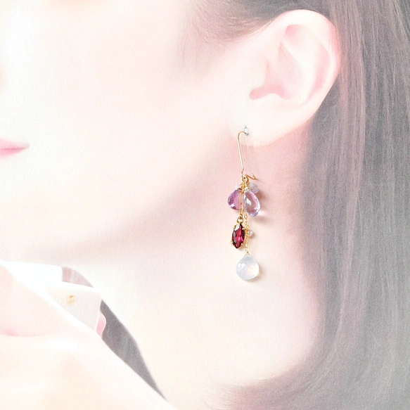 パープルカラーの煌めき」 ピンクアメジストxロードライトガーネット