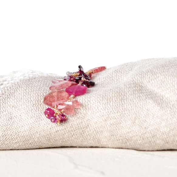 秋彩のブレスレット」ルビーxストロベリークォーツxロードライト