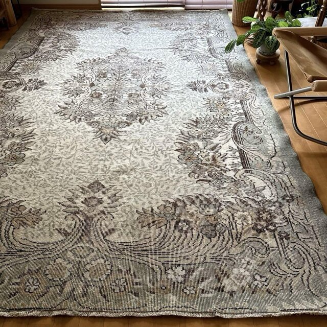 超大判187×287 ボタニカル 王道 トルコヴィンテージラグ 超大判187×287