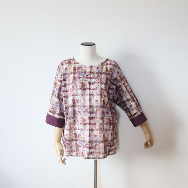 リバティ　アーカイブ・ギンガムのゆったりブラウス　