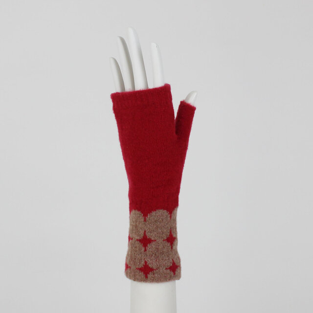 ハンドウォーマー 指なし 手袋 % PERCENT（レッド・ブラウン）グッド