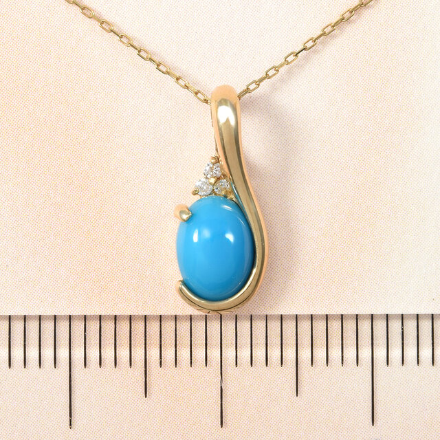 K10 ターコイズオーバル型ネックレス K10 ターコイズ ペンダントトップ CK088CIBSN | iichi 日々の