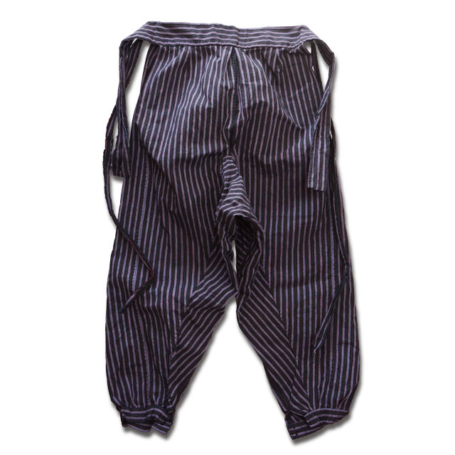 昭和中期 木綿の縞模様もんぺ｜ダブルニー仕様・昭和レトロ 野良着