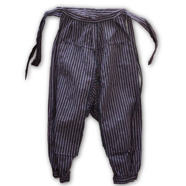 昭和中期 木綿の縞模様もんぺ｜ダブルニー仕様・昭和レトロ 野良着