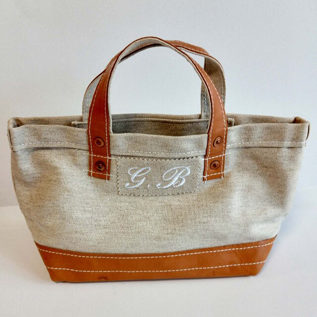 GBトートバッグ＊革＆麻帆布・Sサイズ