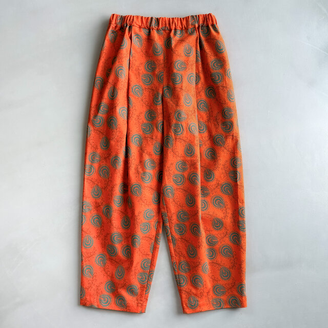 シュエシュエファブリック　タックパンツ　Shweshwe Orange Flower