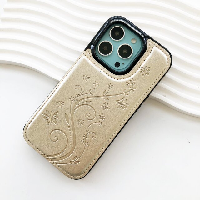 iPhone17Pro-Galaxy S25 カード収納可能 スタンド機能 iPhoneケース スマホケース