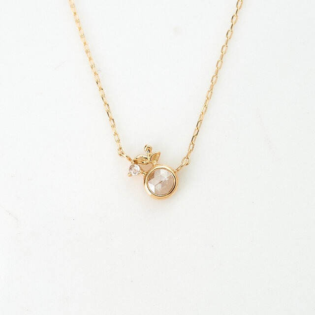 【1点もの】ローズカットダイヤモンド 新芽 K18 ネックレス