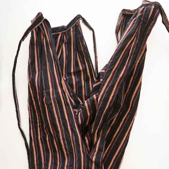 昭和中期 木綿 縞模様 もんぺ 野良着 パンツ｜ダブルニー仕様