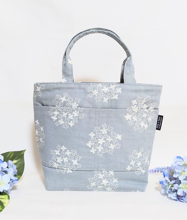 紫陽花グレーのお出掛けバック | iichi 日々の暮らしを心地よくする