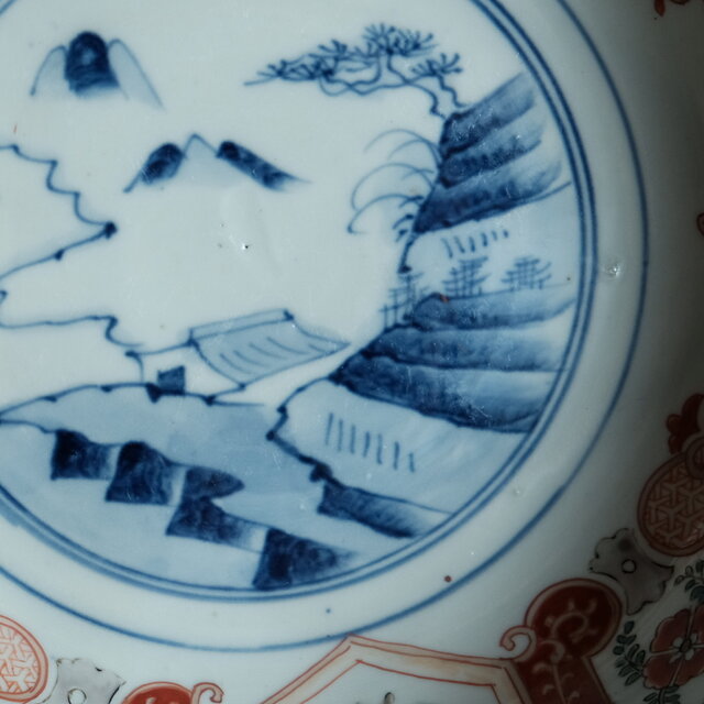 鉢■古い伊万里赤絵大鉢 窓犬紋 獅子 人物 唐草 鳥 骨董(江戸後期～明治期)■ 鉢□古い伊万里赤絵大鉢 窓犬紋 獅子 人物 唐草 鳥 骨董(江戸