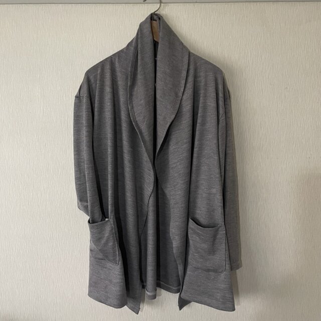 ウール天竺ドレープカーディガン　杢グレーＦ