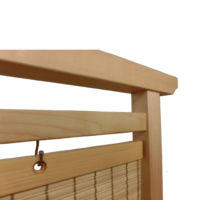 和風衝立 木地色 間仕切り パーテーション 平状1ヒゴ状1緑糸編み