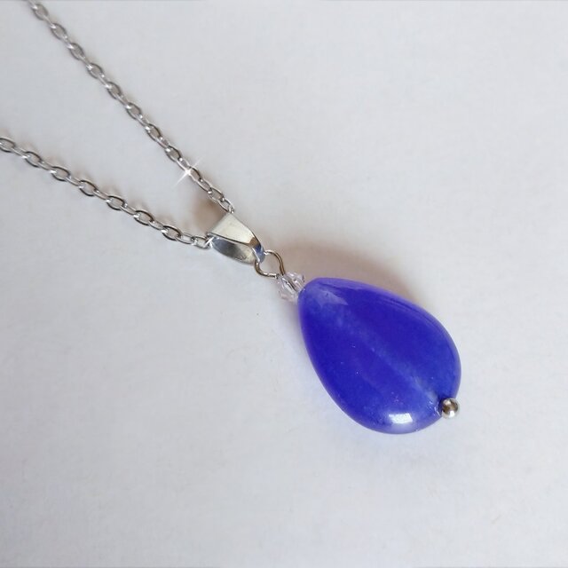 「9月の誕生石」サファイア 天然石 サージカルステンレス ネックレス ペンダント
