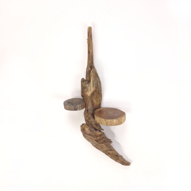 【温泉流木】個性的流木と丸太の壁掛け飾り棚008神秘の城 壁掛けラック ウォールラック 流木インテリア