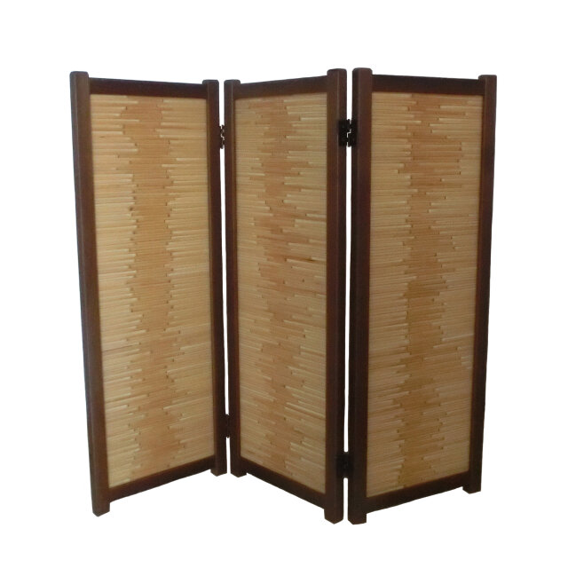 よしず パーテーション 間仕切り コンパクト衝立 琥珀色フレーム 360度回転丁番②