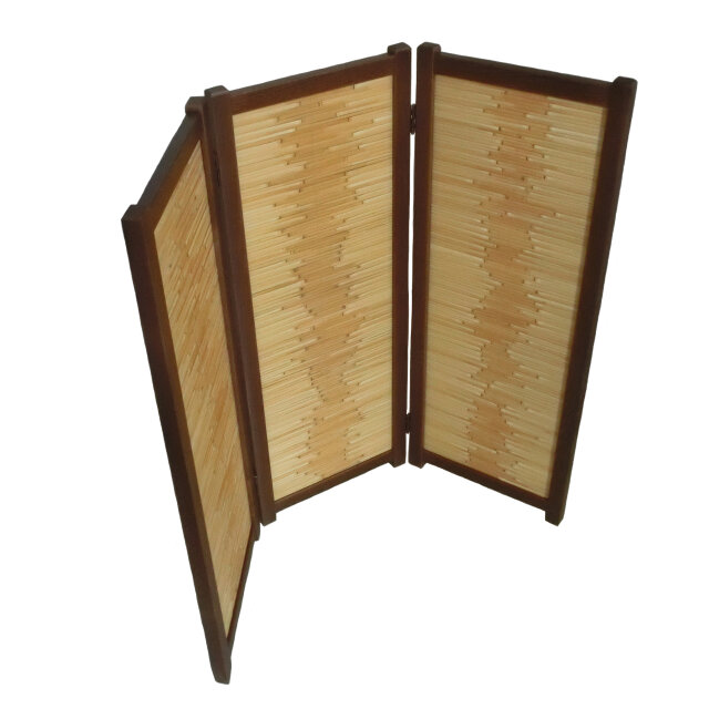 よしず パーテーション 間仕切り コンパクト衝立 琥珀色フレーム 360度