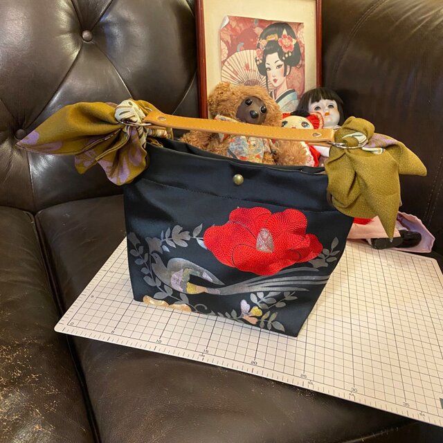 着物&名古屋帯リメイク ハンドバッグ 手提げ 和洋折衷 クラシカル