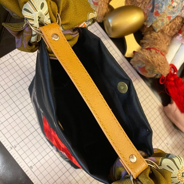 着物&名古屋帯リメイク ハンドバッグ 手提げ 和洋折衷 クラシカル
