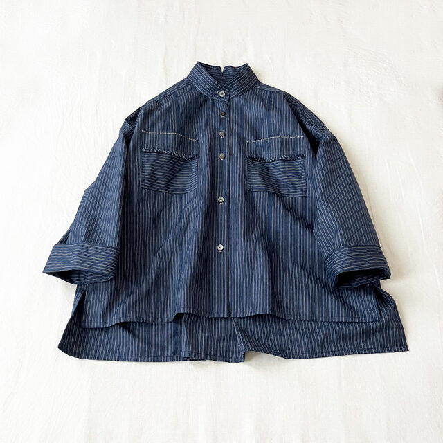 ヴィンテージキモノ de ノッチドスタンドカラー・オーバーシャツジャケット