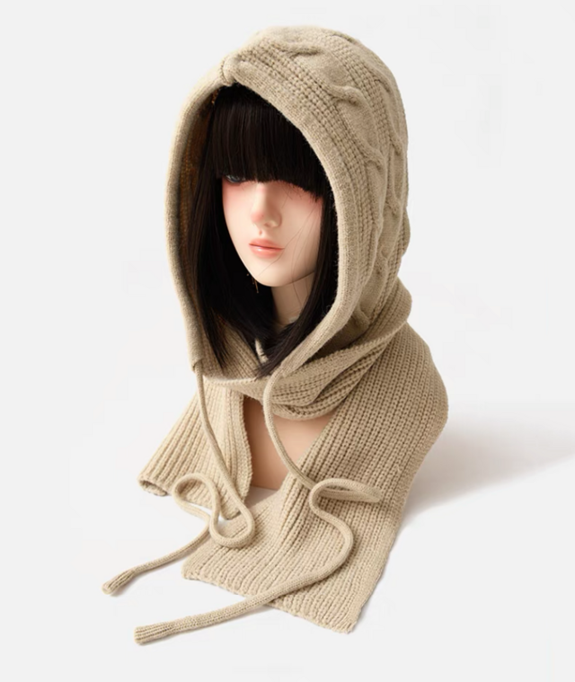 冬 *レディース*ニット帽子＆スカーフ*裏起毛*ふんわり*2 way*毛糸帽子＆マフラー*キャップ*しっかり防寒