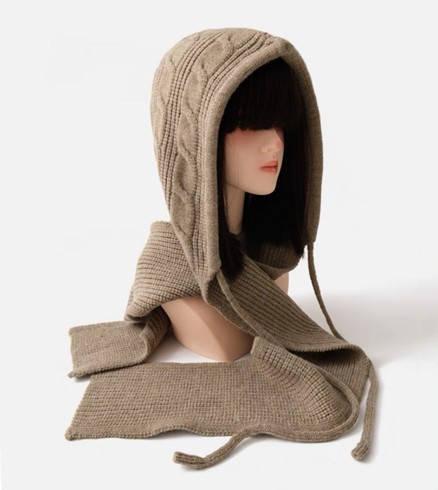 冬 *レディース*ニット帽子＆スカーフ*裏起毛*ふんわり*2 way*毛糸帽子＆マフラー*キャップ*しっかり防寒