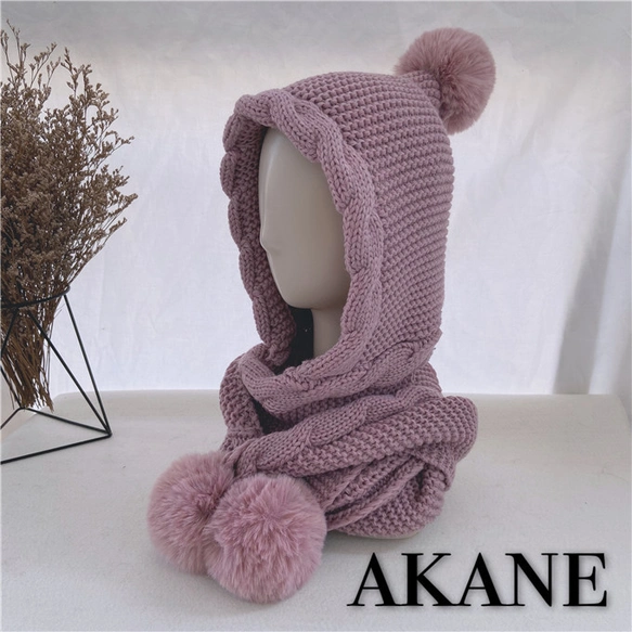 冬 *レディース*ニット帽子＆スカーフ*裏起毛*ふんわり*2 way*毛糸帽子＆マフラー*キャップ*しっかり防寒