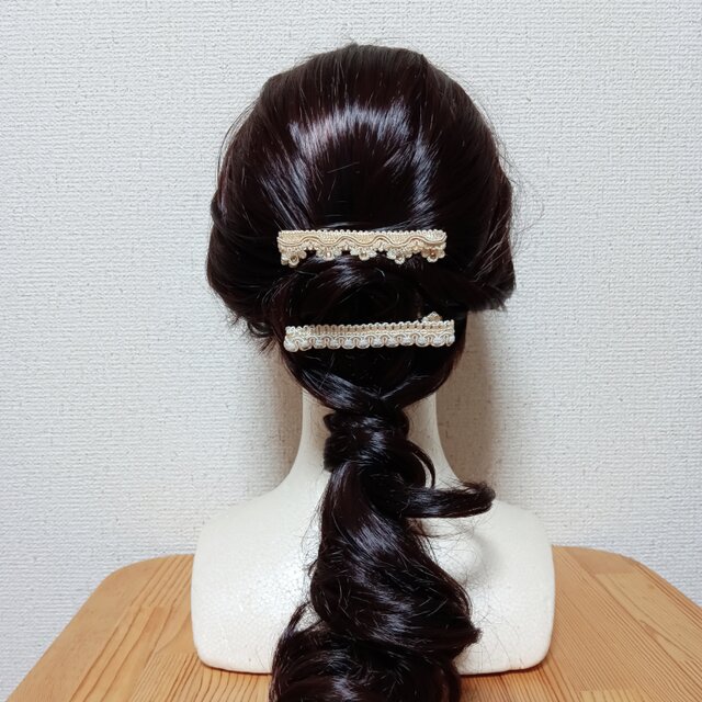 ライトベージュ スワロフスキー ヘアクリップ[B] | iichi 日々の