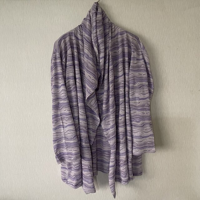 変り織ドレープカーディガン　紫グレーＦ