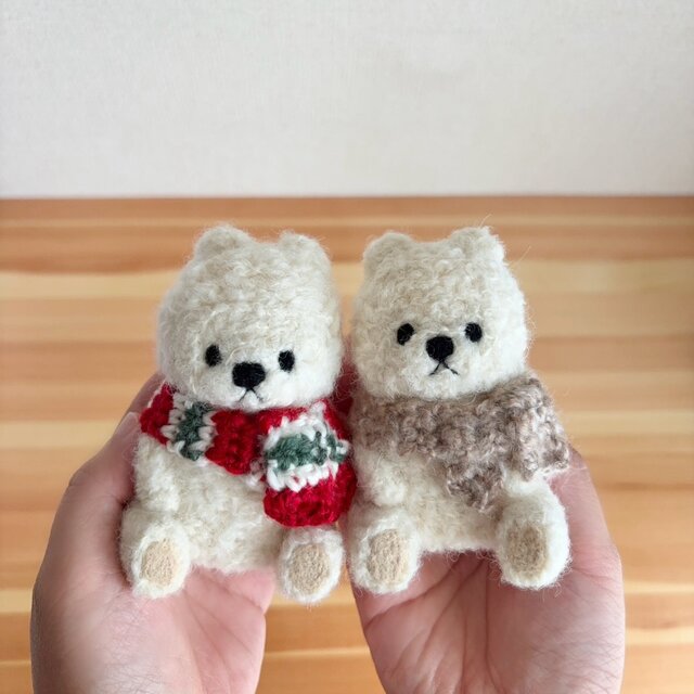 ぬくもりを巻いたシロクマさん | 羊毛フェルトのマスコット【2026年1