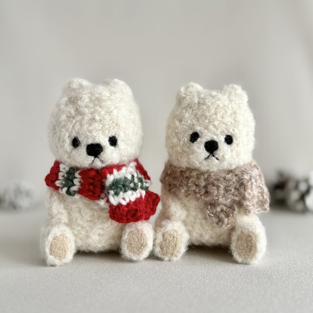 クリスマスがやってくる♪冬が楽しみなシロクマさん＊羊毛フェルトのマスコット【2026年1/31(土)まで】【受注生産】