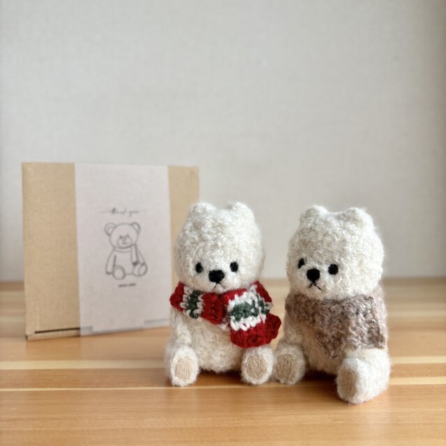 ぬくもりを巻いたシロクマさん | 羊毛フェルトのマスコット【2026年1