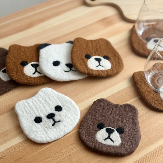 羊毛フェルトのどうぶつコースター[1枚]【受注生産】