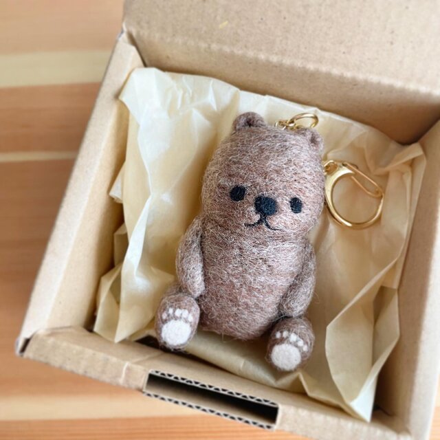 羊毛フェルトのくまさんキーホルダー【受注生産】 | iichi 日々の