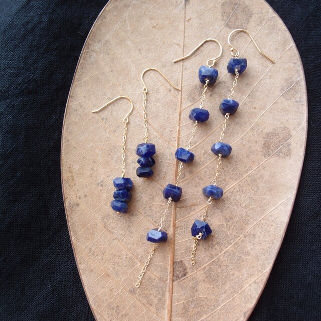 【K14gf】Sodalite Long Earrings／ソーダライト ロングピアス