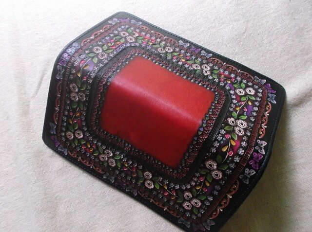 刻印＆拭き染めのロングウォレット 花柄 | iichi 日々の暮らしを