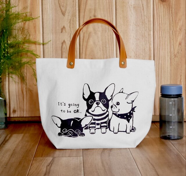 手描きフレンチブルドッグのミニトートバッグ | iichi 日々の