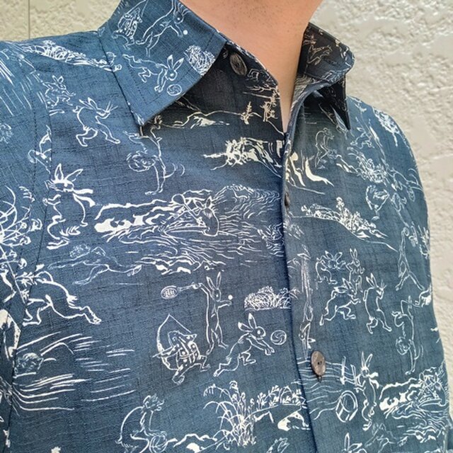 長袖和柄シャツ（鳥獣戯画スポーツ柄） | iichi 日々の暮らしを