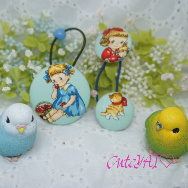 おすすめ 2個セット くるみボタン ヘアゴム かわいい キルトゲイト マーガレット&ソフィー 01