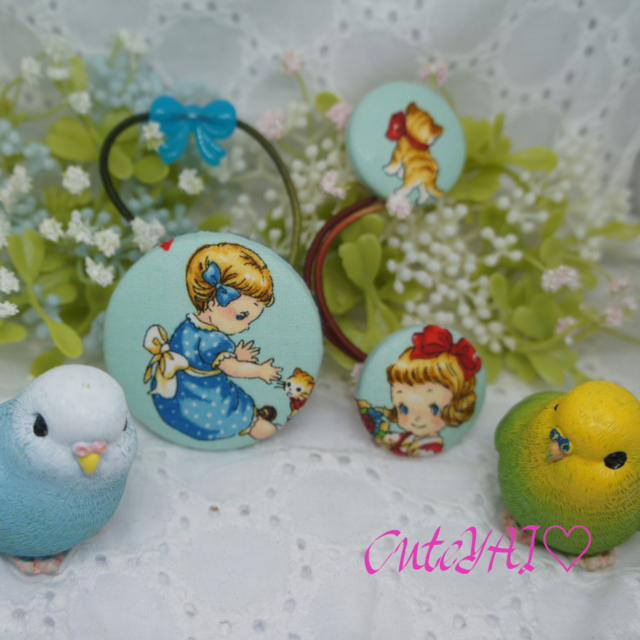 おすすめ 2個セット くるみボタン ヘアゴム かわいい キルトゲイト マーガレット&ソフィー 02