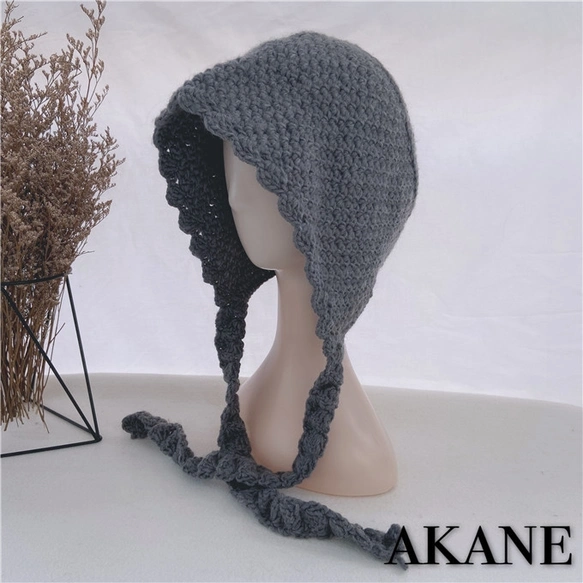 春 *秋*レディース*ニット帽子*ふんわり*毛糸帽子*キャップ*しっかり防寒*グレー