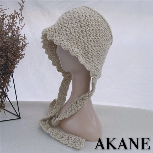 春 *秋*レディース*ニット帽子*ふんわり*毛糸帽子*キャップ*しっかり防寒*ベージュ