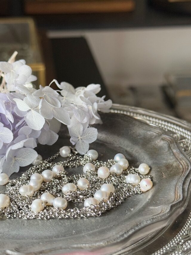 【6月の誕生石】私を輝かせる、3つの表情・淡水パール3wayネックレス（Silver）