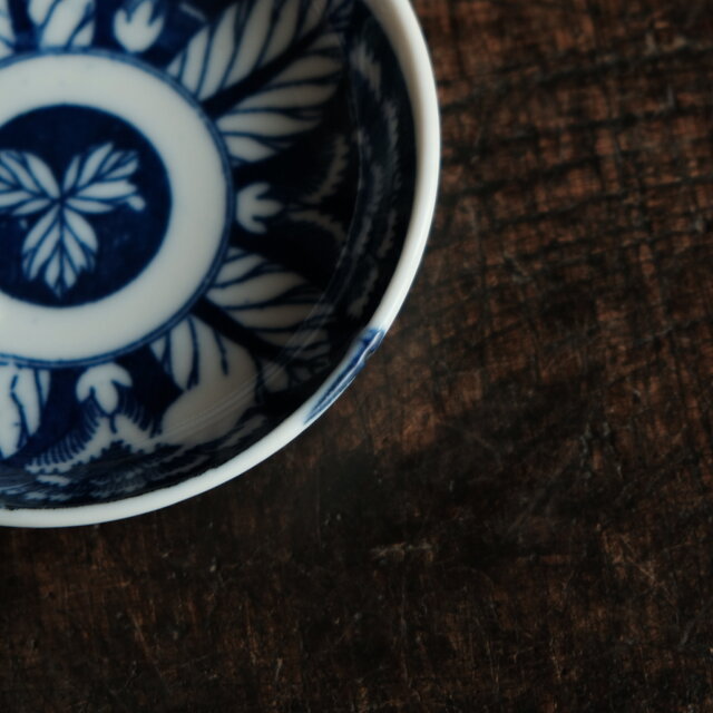 花とリーフ◇時代物 花文印判小皿 骨董・antiques 古道具 丁寧な暮らし