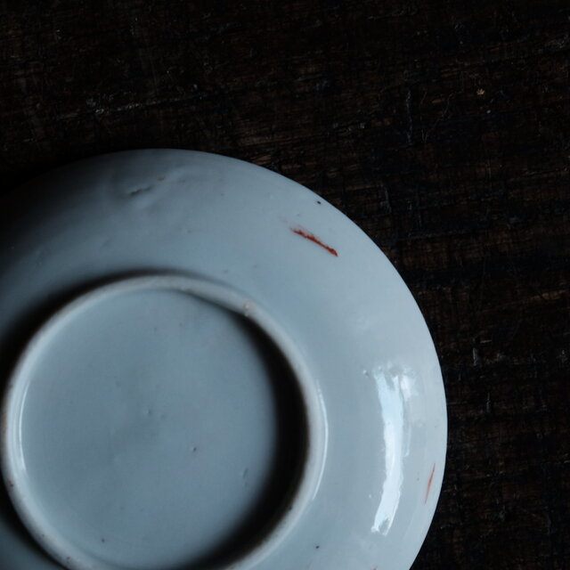 見込みに芍薬◇カラフルな色合い。時代物 赤絵印判小皿 antiques 骨董