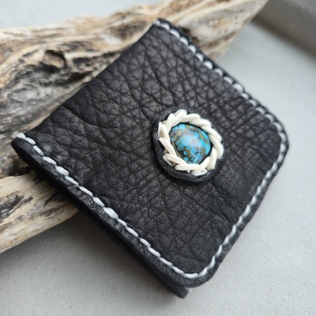 鹿革のコインケース チベタンターコイズ | iichi 日々の暮らしを