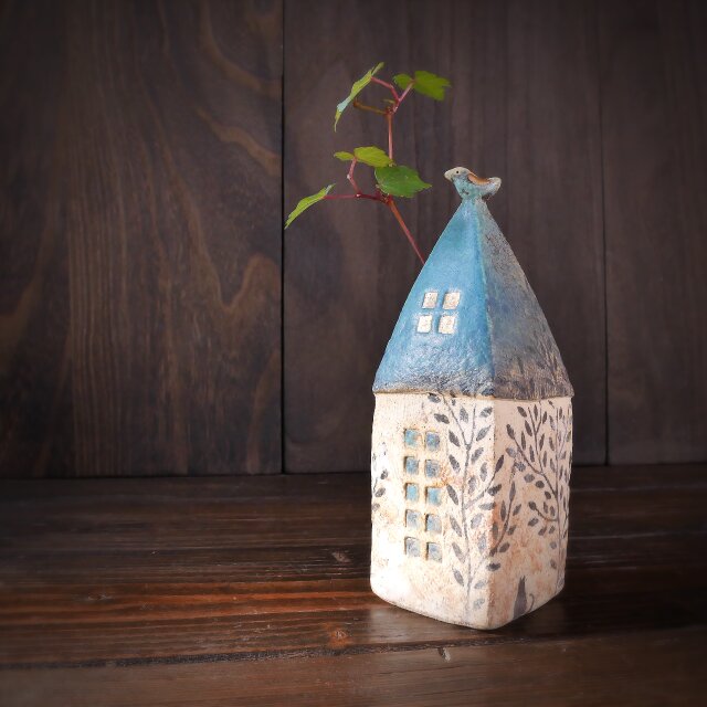 小鳥とおうち no.49  mixed blue