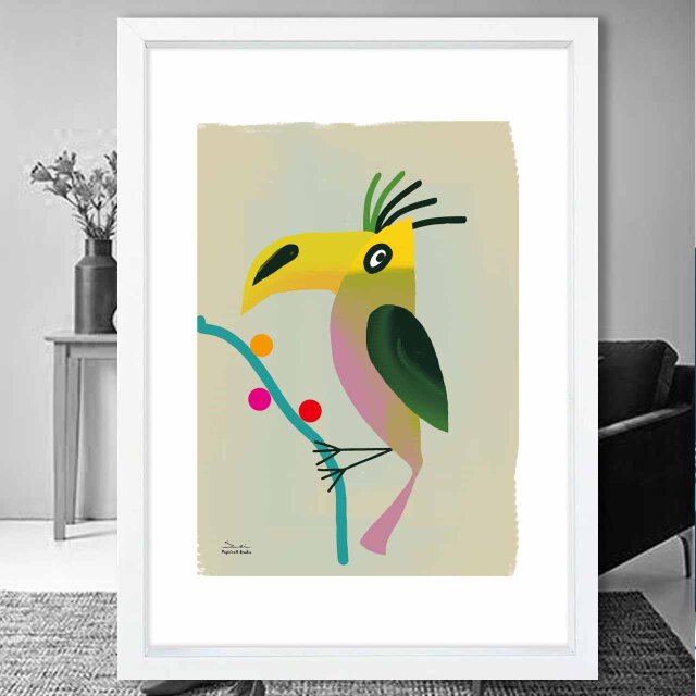 木の実大好き　鳥　送料無料 　イラスト　たのしくなるお部屋　アート　ポスター　アートポスター　アート/sei検索　3220